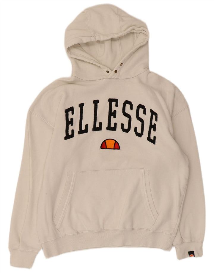 Męski sweter z kapturem Ellesse Duke Graphic, średniej wielkości biała bawełna