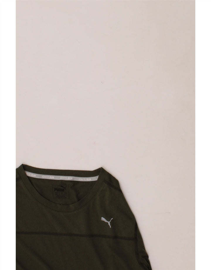 PUMA Womens T-Shirt Top UK 14 Medium  Khaki Vintage Puma and Second-Hand Puma from Messina Hembry 
