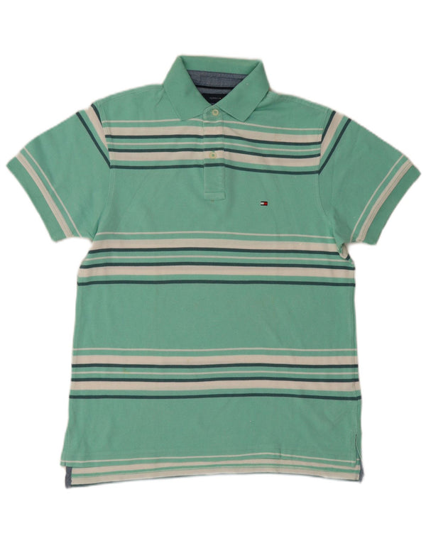 Męska koszulka polo Tommy Hilfiger XS, bawełniana w turkusowe paski