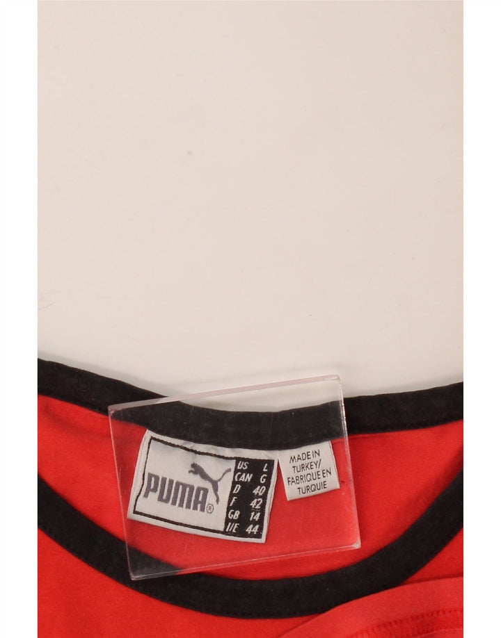 Damska koszulka z grafiką Puma Top UK 14, duża, czerwona, z blokami kolorów