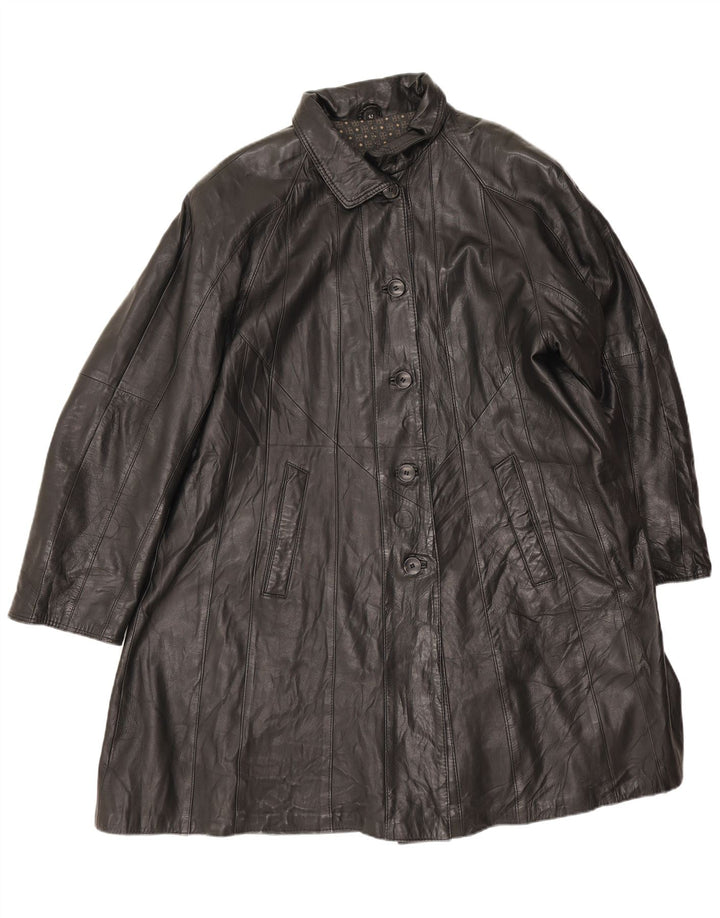 Vintage damski płaszcz skórzany oversize EU 42, duża czarna skóra