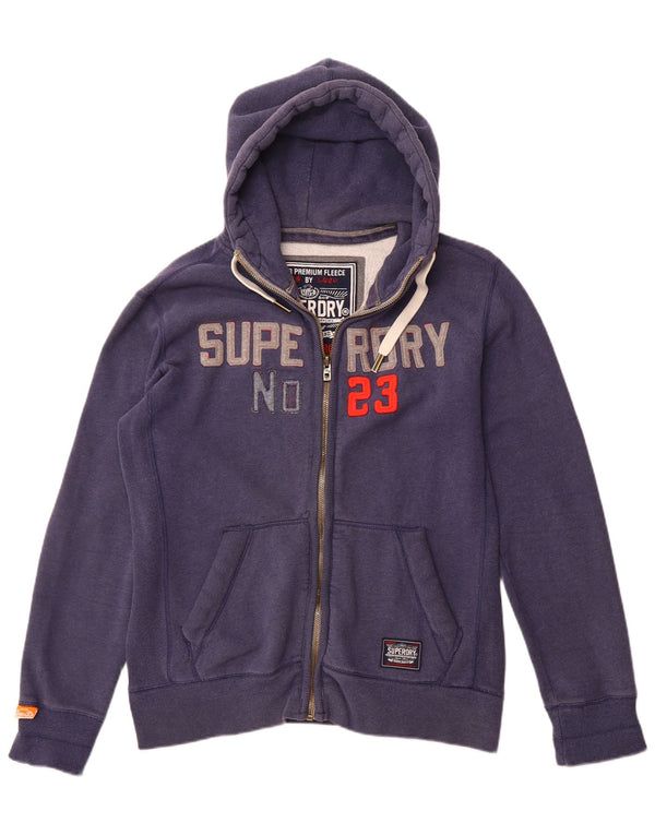 Męski sweter z kapturem Superdry z grafiką i zamkiem XL, granatowy, bawełniany
