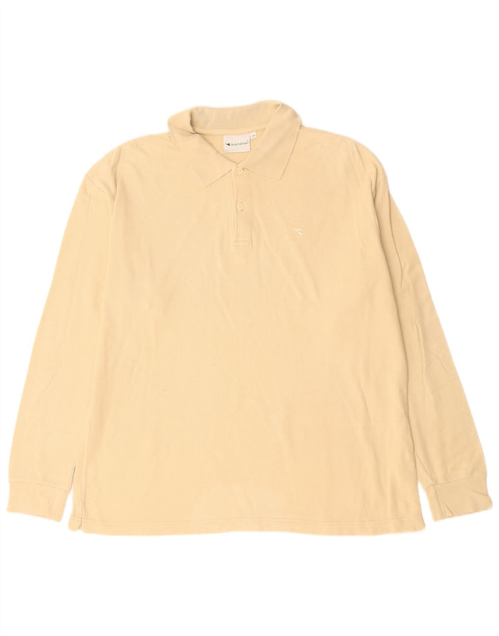 Męska koszulka polo DIADORA z długim rękawem IT 50, średnia beżowa bawełna