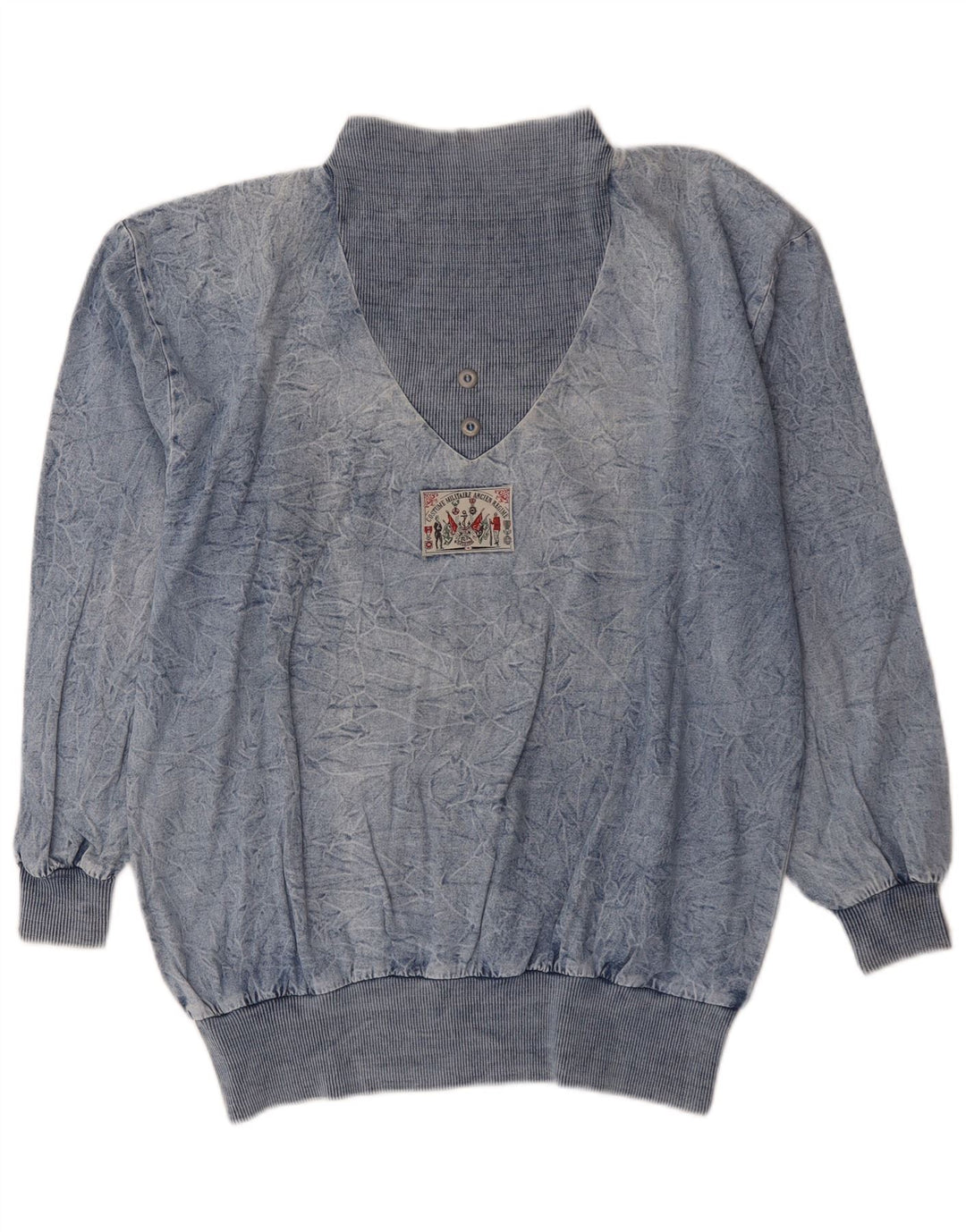 Damska bluza oversize w stylu vintage, EU 44 XL, niebieska bawełna