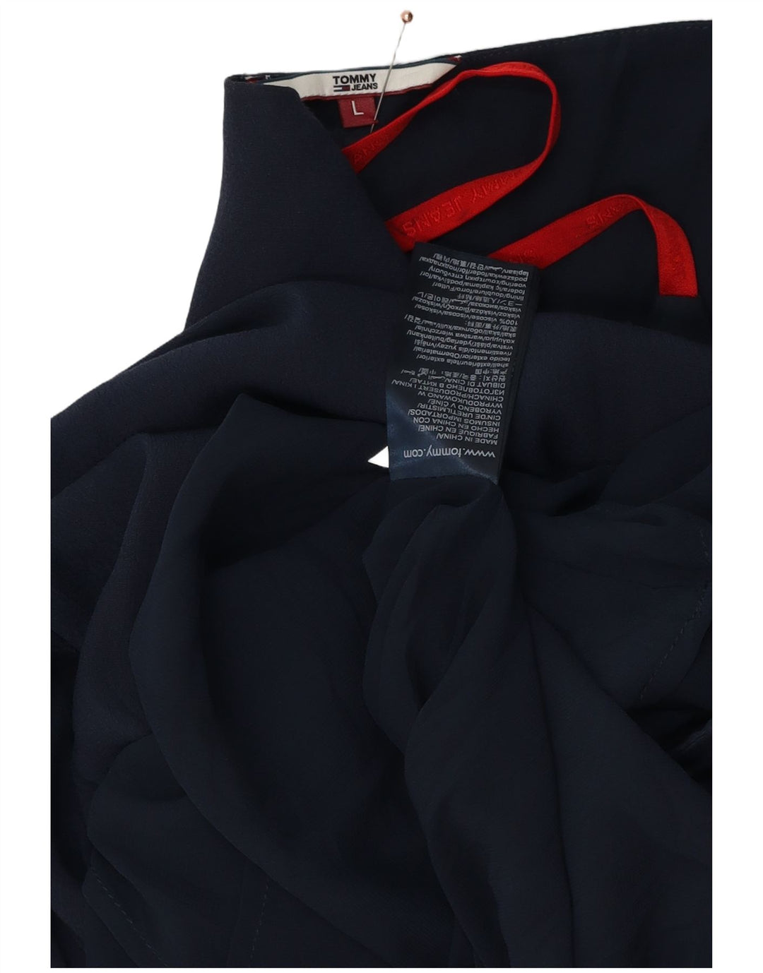 Damska sukienka na ramiączkach TOMMY HILFIGER UK 14, duża, granatowa wiskoza