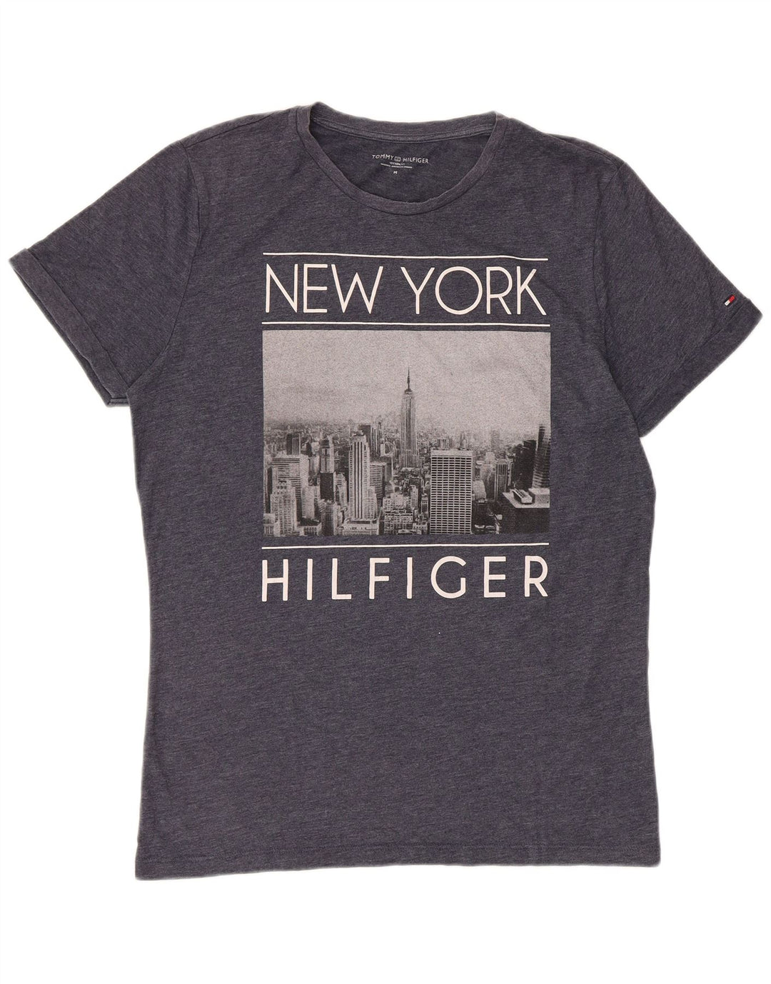 Męski T-shirt z grafiką Tommy Hilfiger, średni szary
