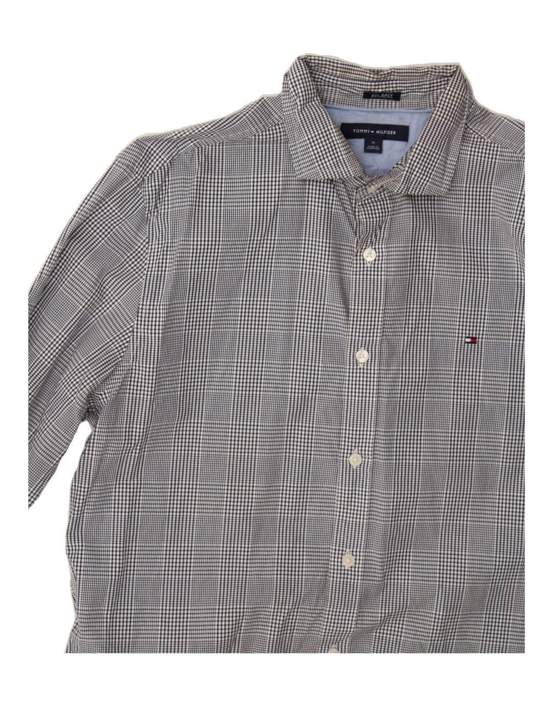 TOMMY HILFIGER Mens Shirt Medium Navy Blue Check Cotton Classic Vintage Tommy Hilfiger and Second-Hand Tommy Hilfiger from Messina Hembry 