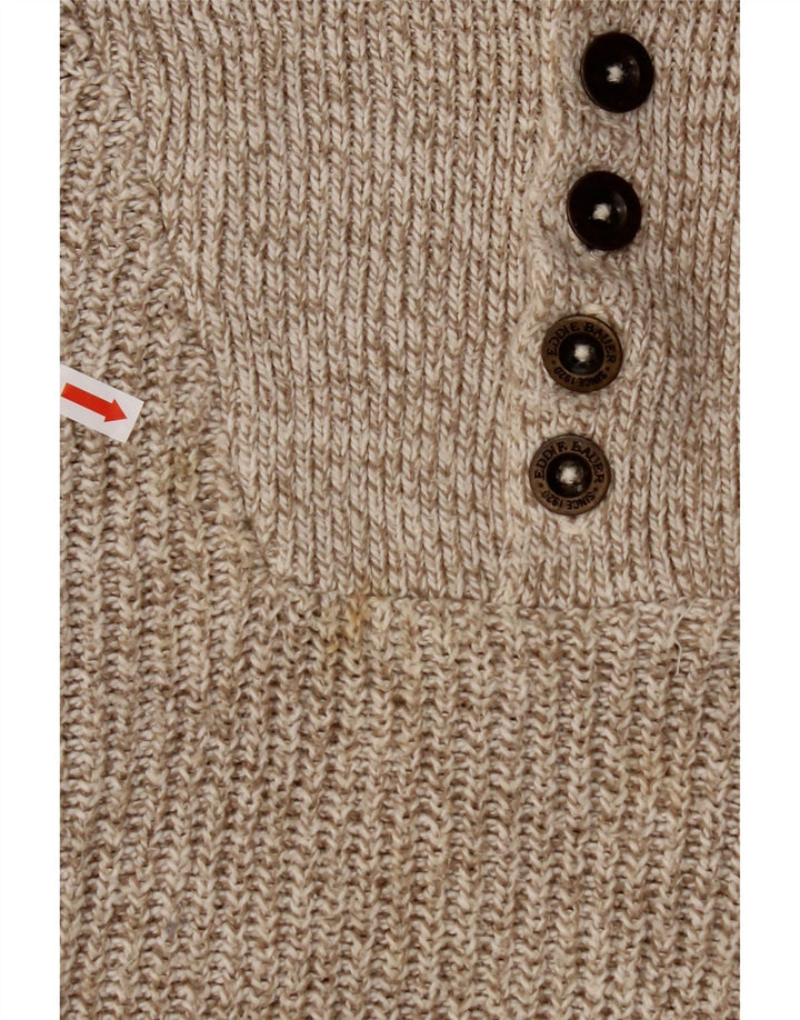 Męski sweter oversize EDDIE BAUER zapinany pod szyją XL, beżowy, nakrapiany