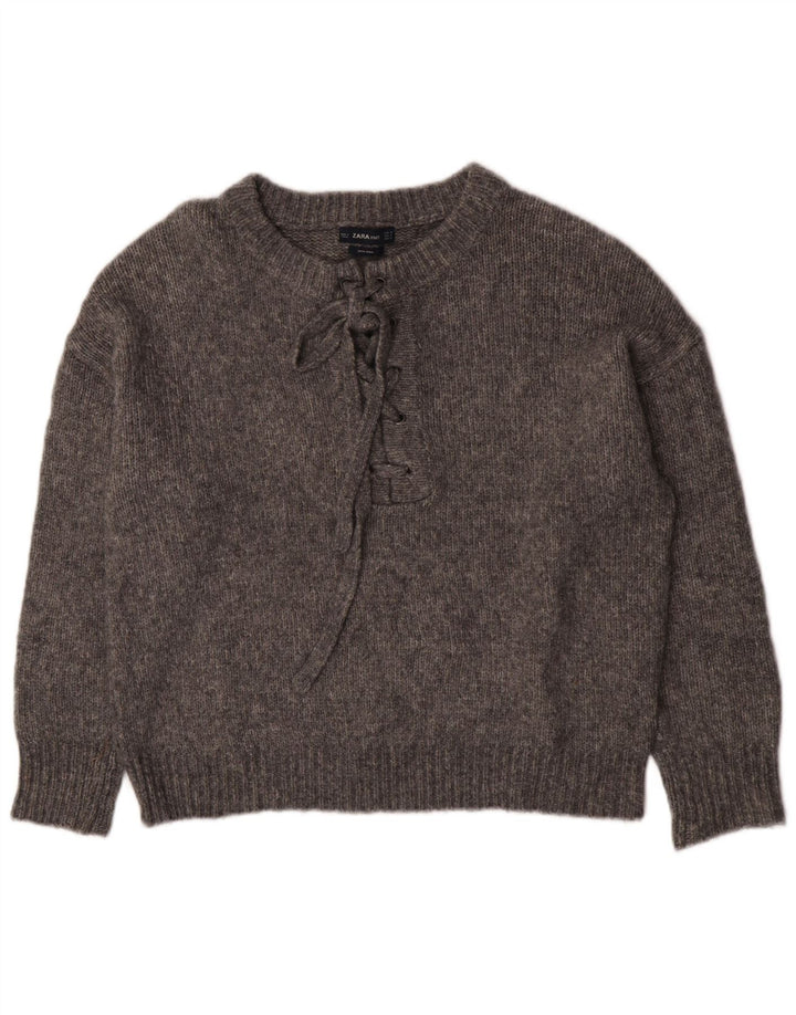 Damski sweter oversize Zara z okrągłym dekoltem UK 14, średni szary
