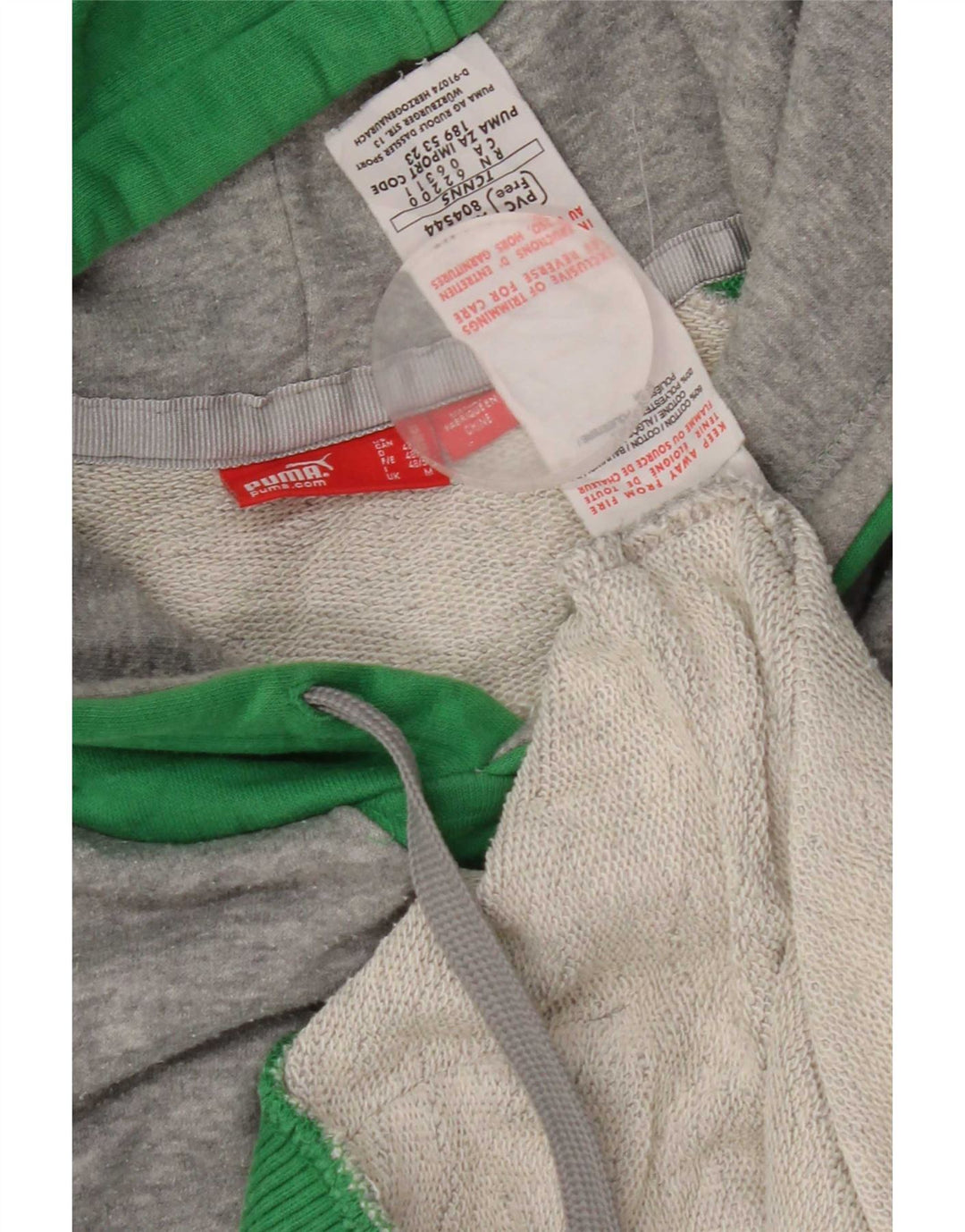 Męski sweter z kapturem Puma z grafiką, średnioszary, bawełniany z blokami kolorów
