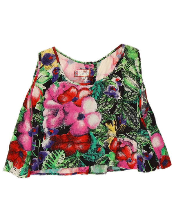 Vintage Womens Crop Sleeveless Blouse Top UK 14 Medium Multicoloured Floral