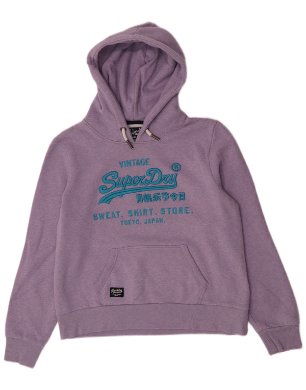 Damski sweter z kapturem Superdry, UK 16, duża, fioletowa, nakrapiana bawełna
