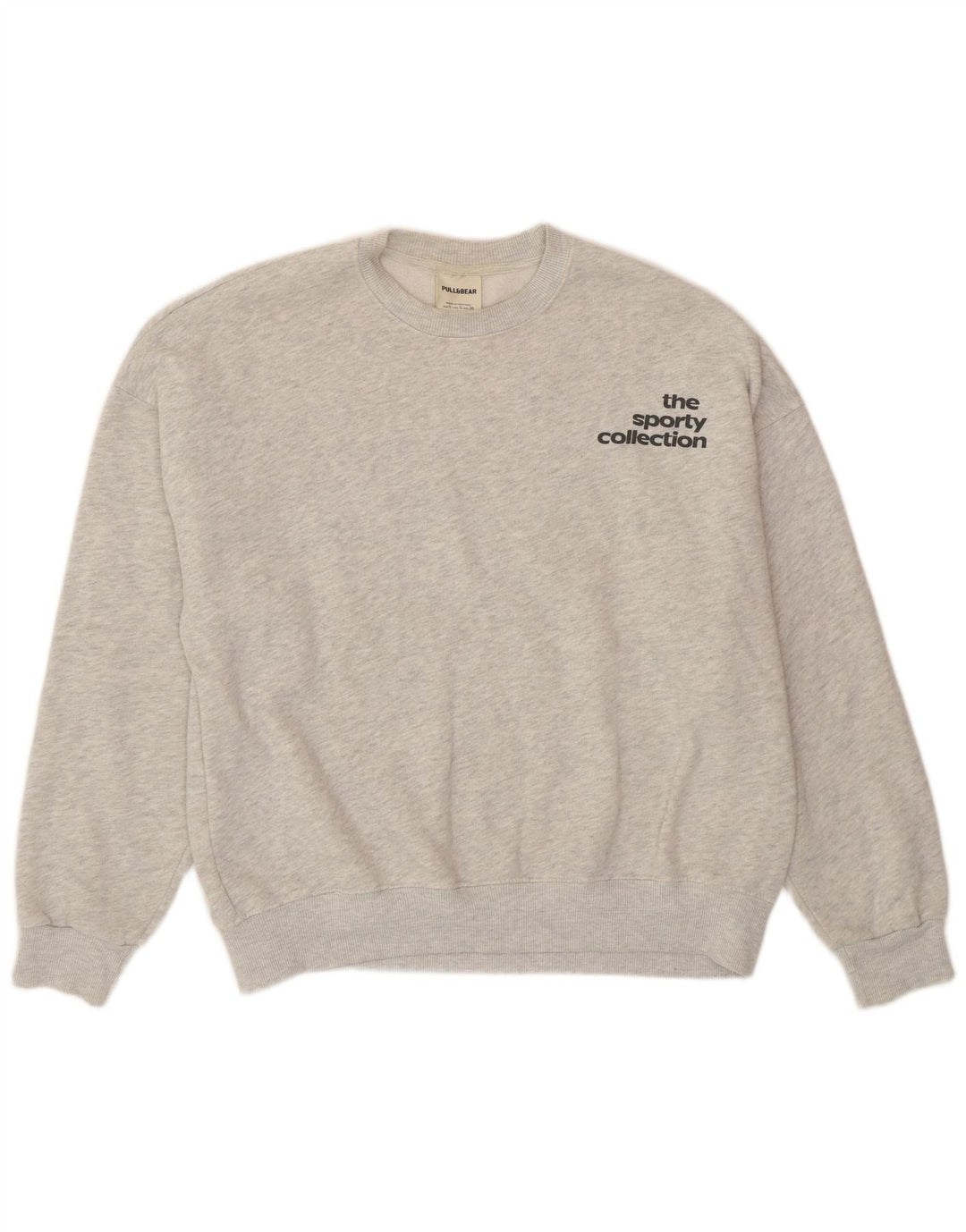 Damska bluza Pull & Bear z grafiką, UK 10, mała, szara, nakrapiana