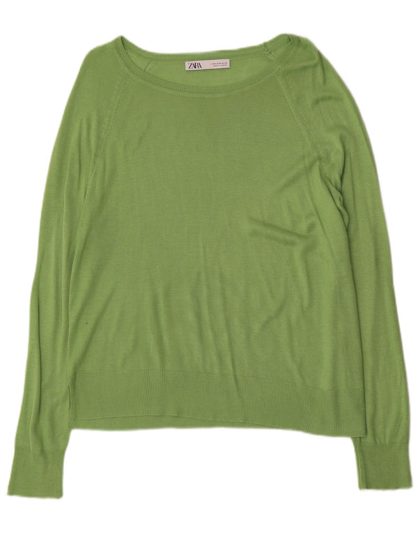 Sweter damski Zara z dekoltem w łódkę UK 14, średni zielony