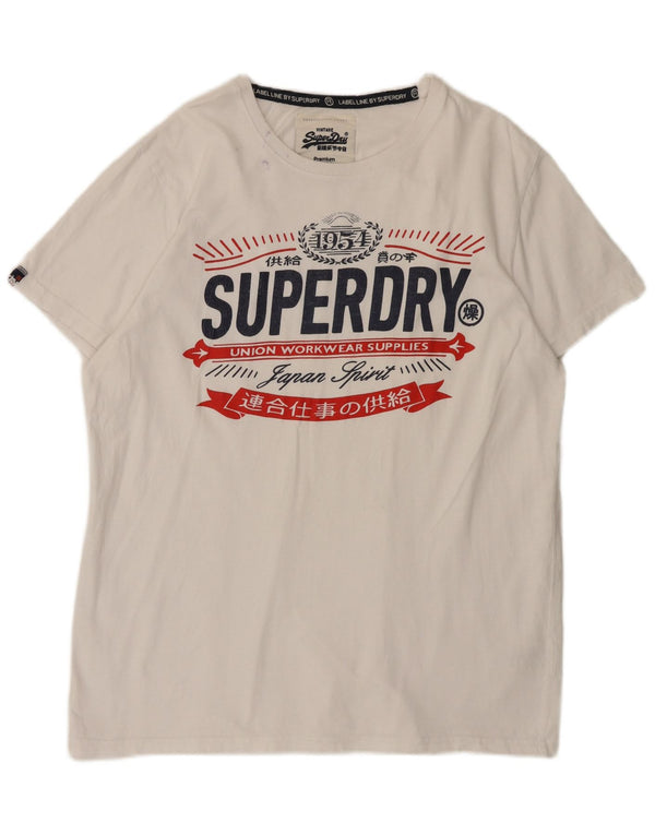 Męski T-shirt Superdry z grafiką, 2XL, biała, bawełniana