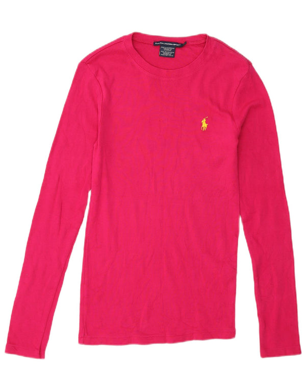 Damski top Ralph Lauren z długim rękawem, UK 8, mały, różowy, bawełniany