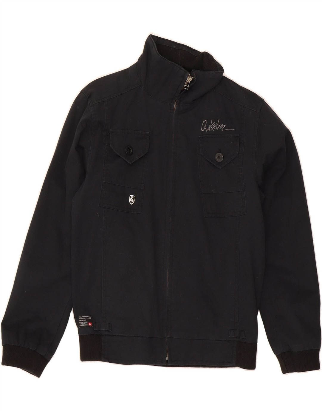 QUIKSILVER Boys Bomber Jacket 13-14 Years Black Cotton Vintage Quiksilver and Second-Hand Quiksilver from Messina Hembry 