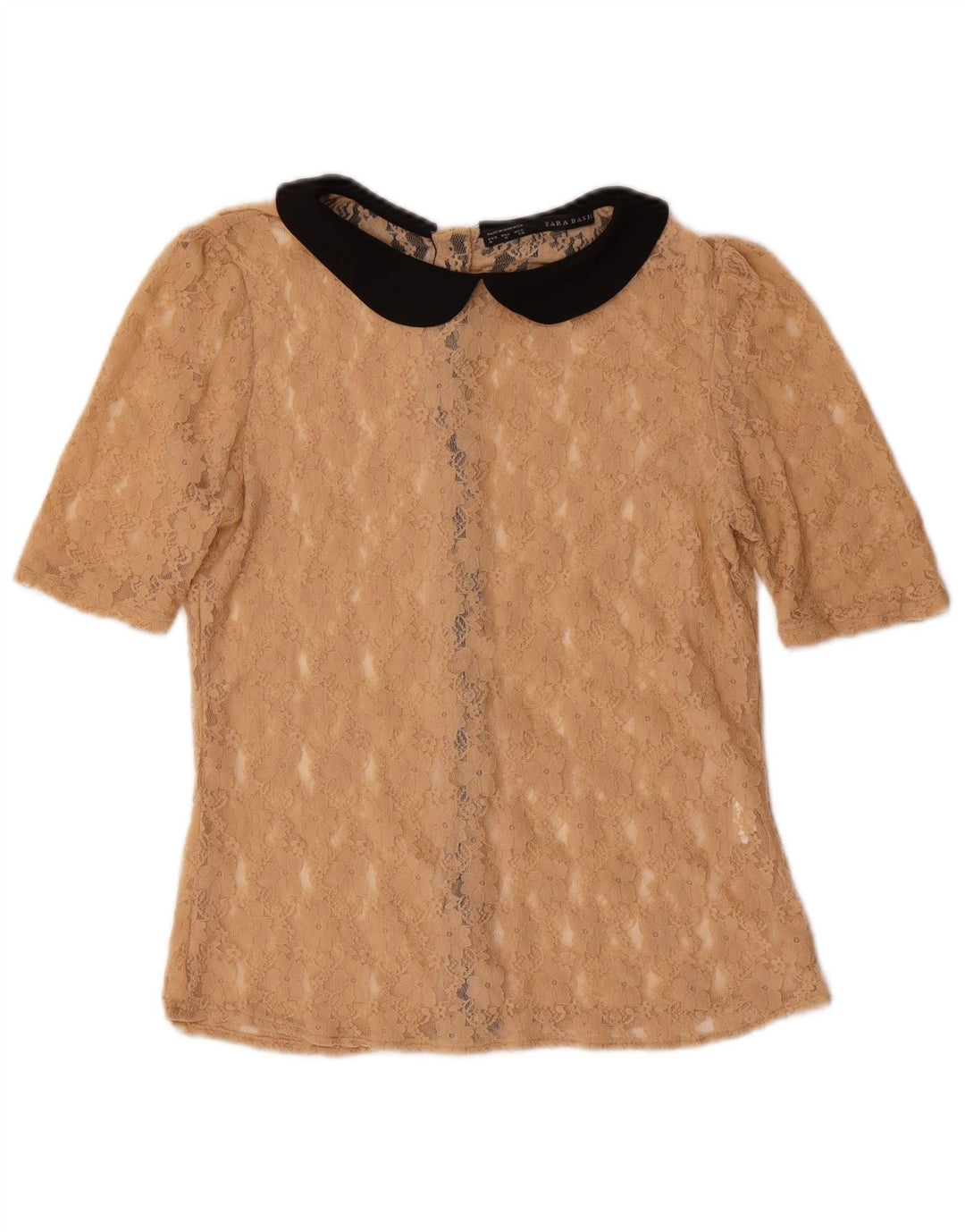 ZARA Womens See Through Blouse Top UK 12 Medium Beige