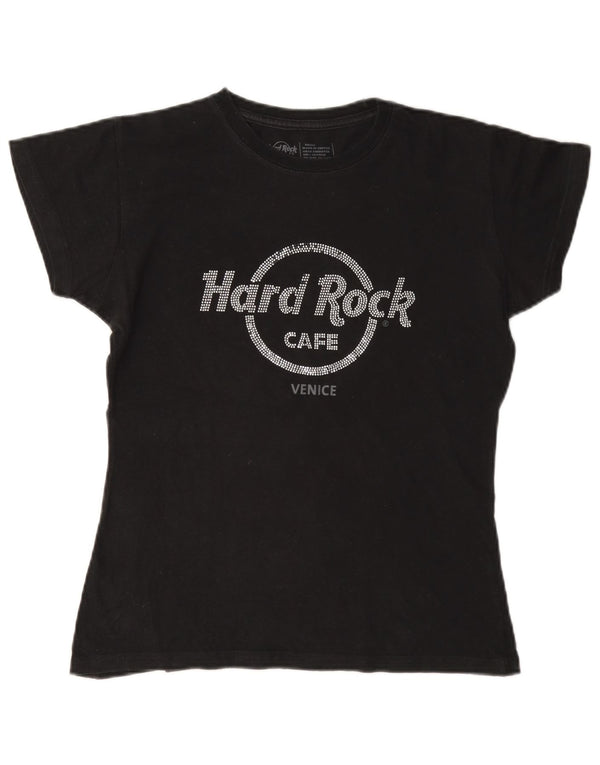 T-shirt damski Hard Rock Cafe Venice z grafiką Top UK 10, mały, czarny, bawełniany