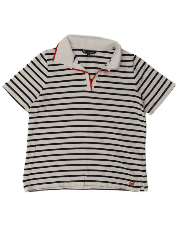 Damska koszulka polo Crew Clothing UK 12, średnia, biała bawełna w paski