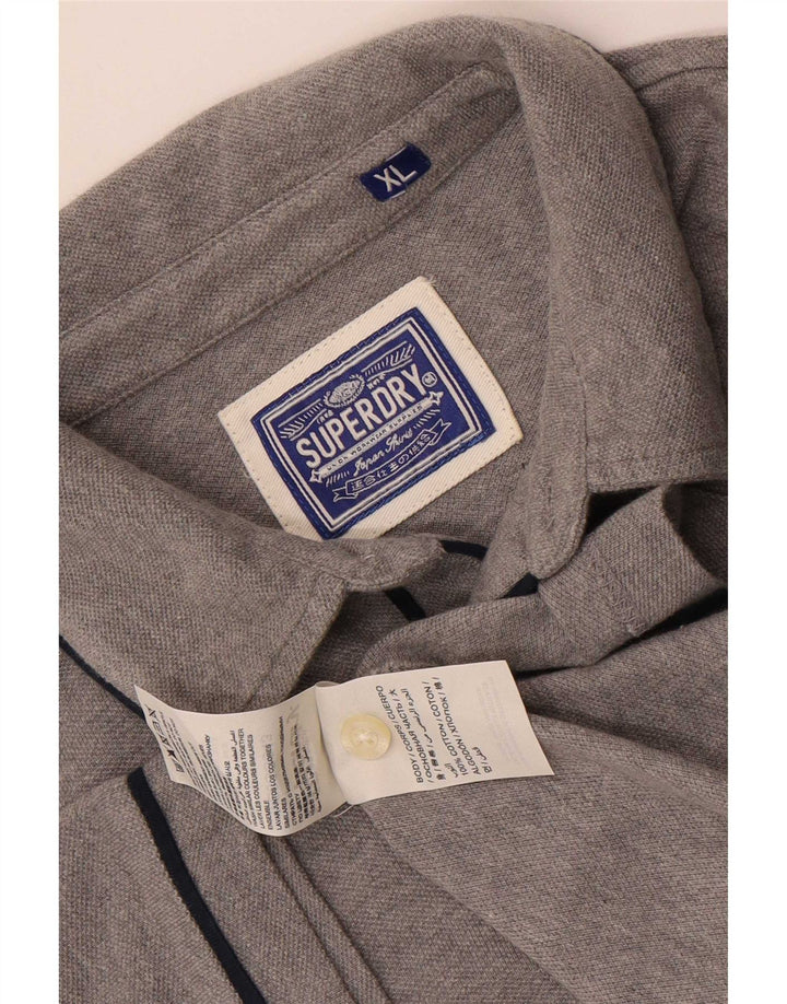 Męska koszulka polo Superdry XL, szara, bawełniana w plamki
