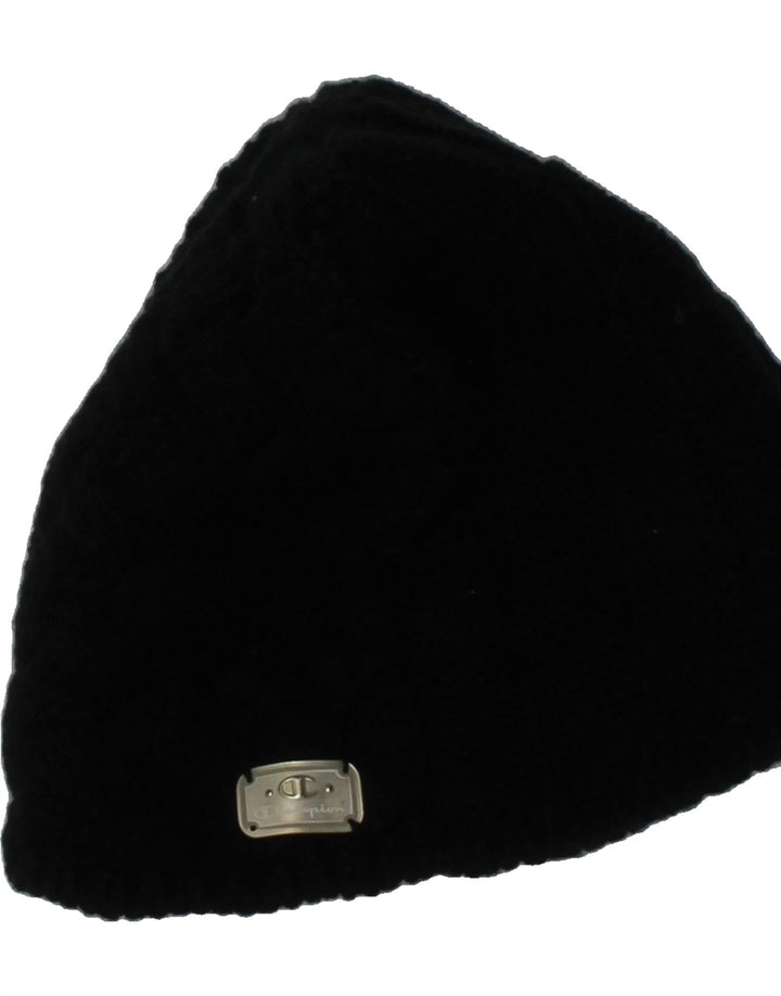 CHAMPION Womens Beanie Hat One Size Black Vintage Champion and Second-Hand Champion from Messina Hembry 