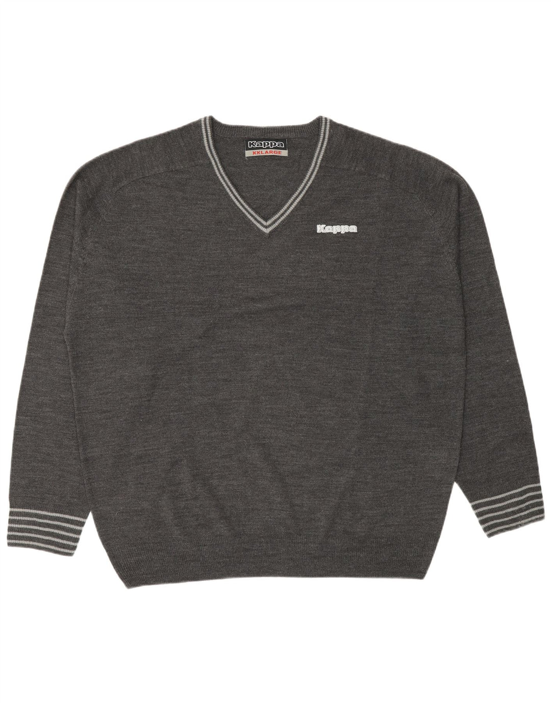 Męski sweter Kappa z dekoltem w kształcie litery V, 2XL, szary akryl