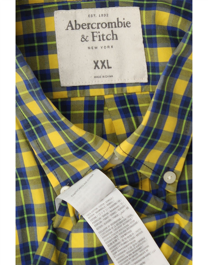 Męska koszula o mięśniach ABERCROMBIE & FITCH 2XL, bawełniana w żółtą kratkę
