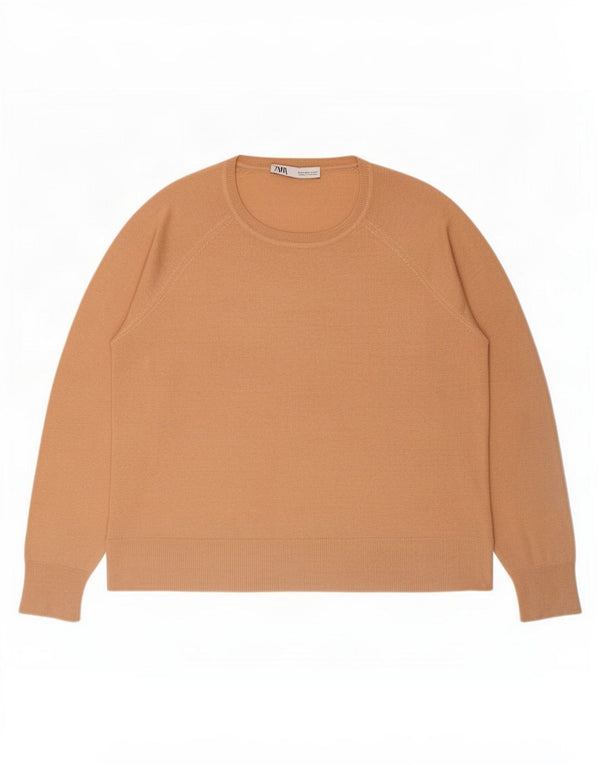Sweter damski Zara z dekoltem w łódkę UK 14 Średni beż wiskoza