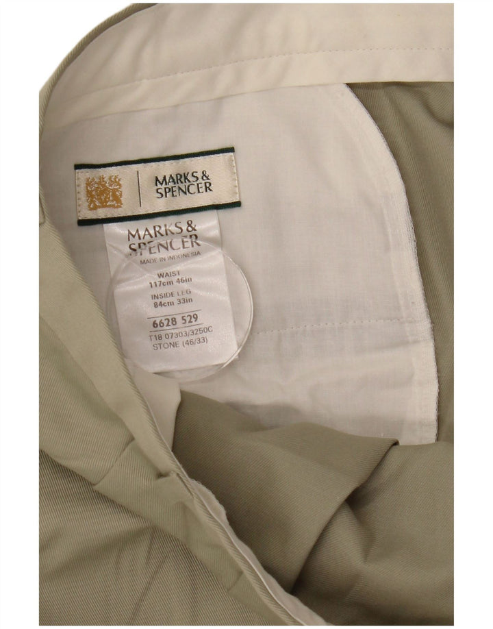 Marks & Spencer Męskie spodnie garniturowe W46 L27 Beżowy poliester