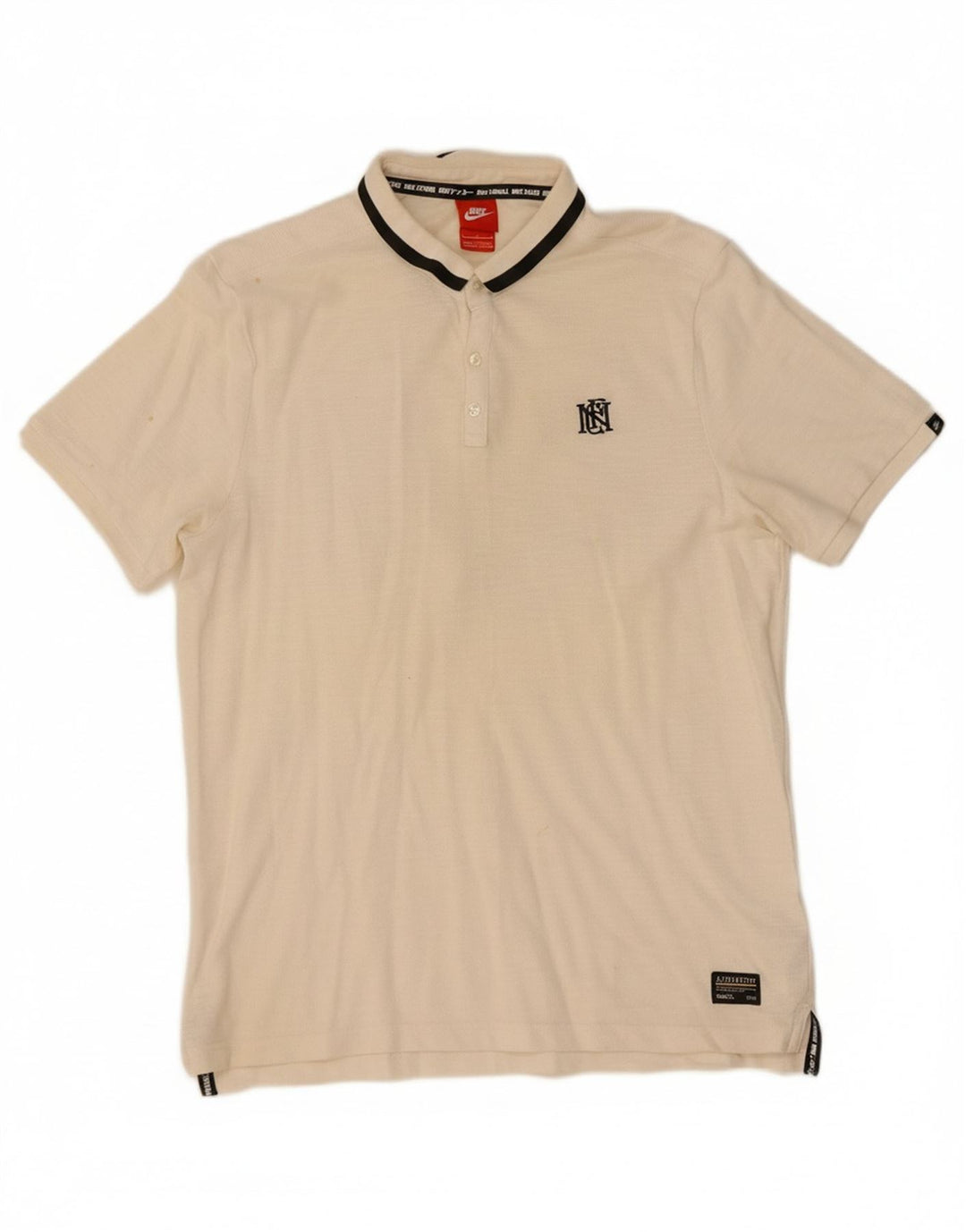 NIKE Mens Polo Shirt Large White Cotton
