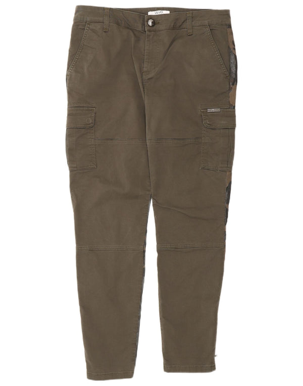 Damskie spodnie cargo Liu Jo W31 L30 Khaki, bawełna w kamuflażu