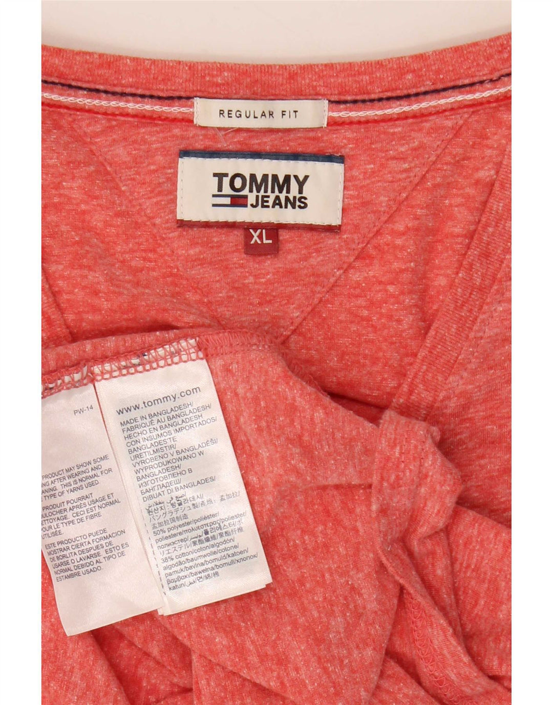 T-shirt męski Tommy Hilfiger o regularnym kroju, top XL, czerwony, nakrapiany poliester
