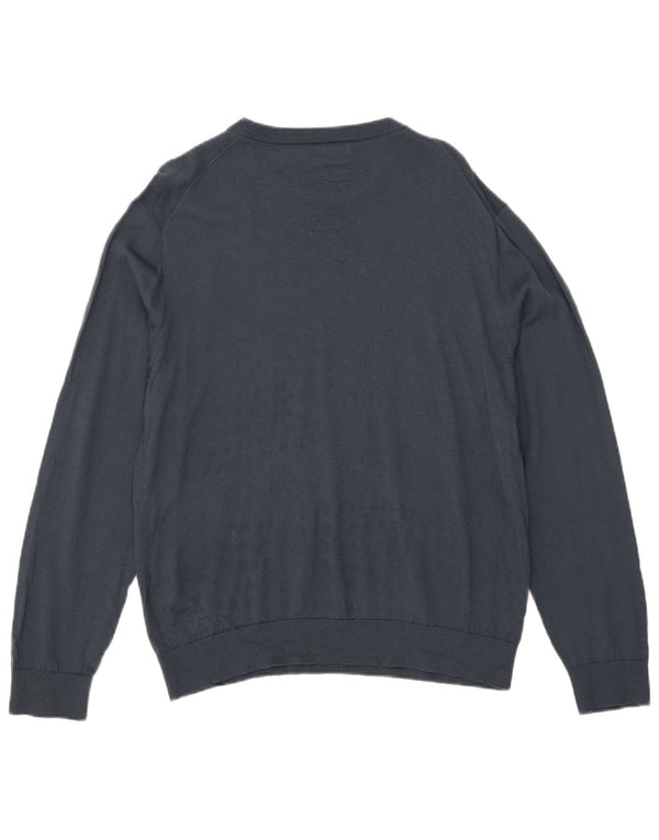 Zara Męski sweter z dekoltem w łódkę XL, granatowy, wełniany