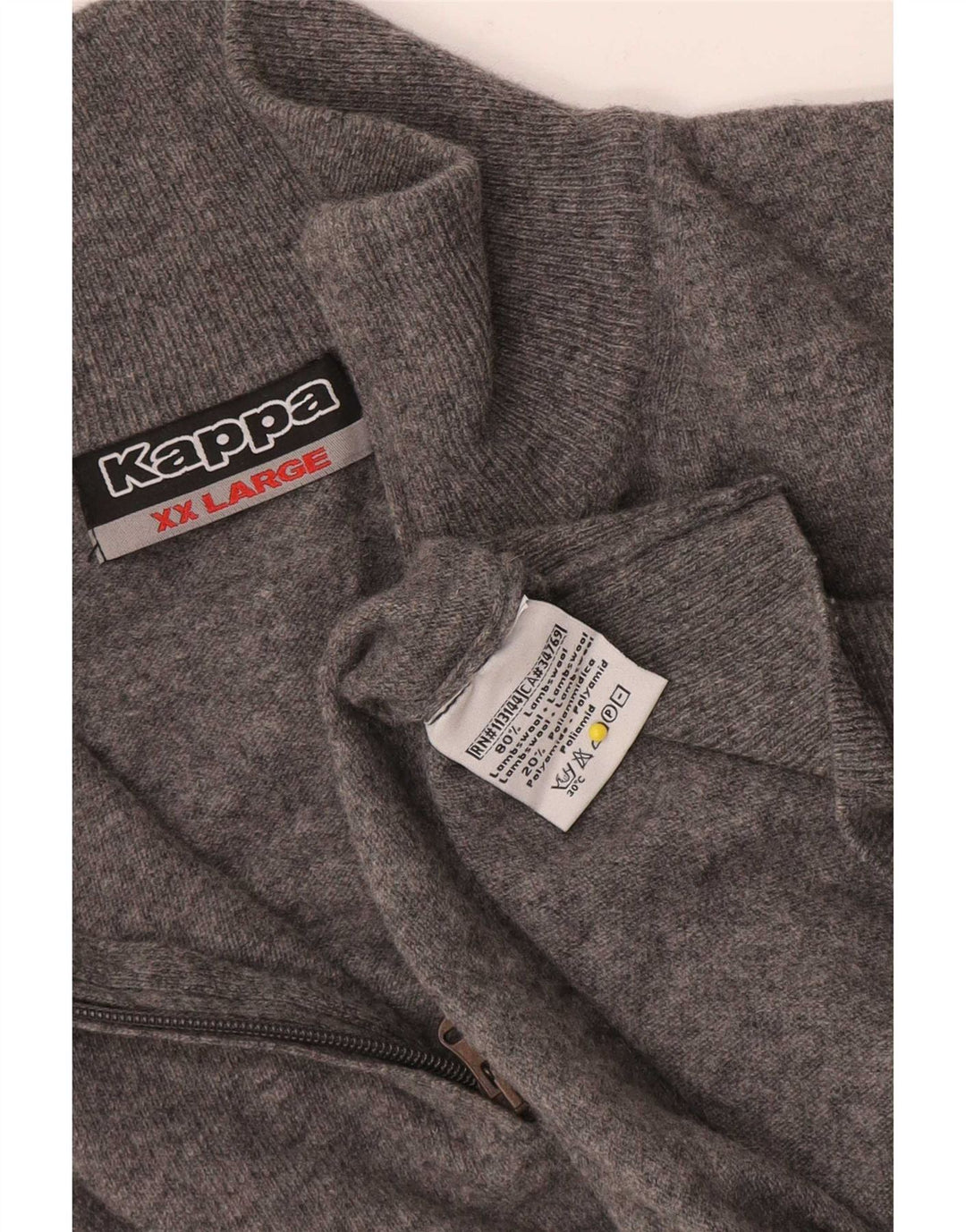 Męski sweter Kappa z zamkiem błyskawicznym 2XL Szara wełna owcza