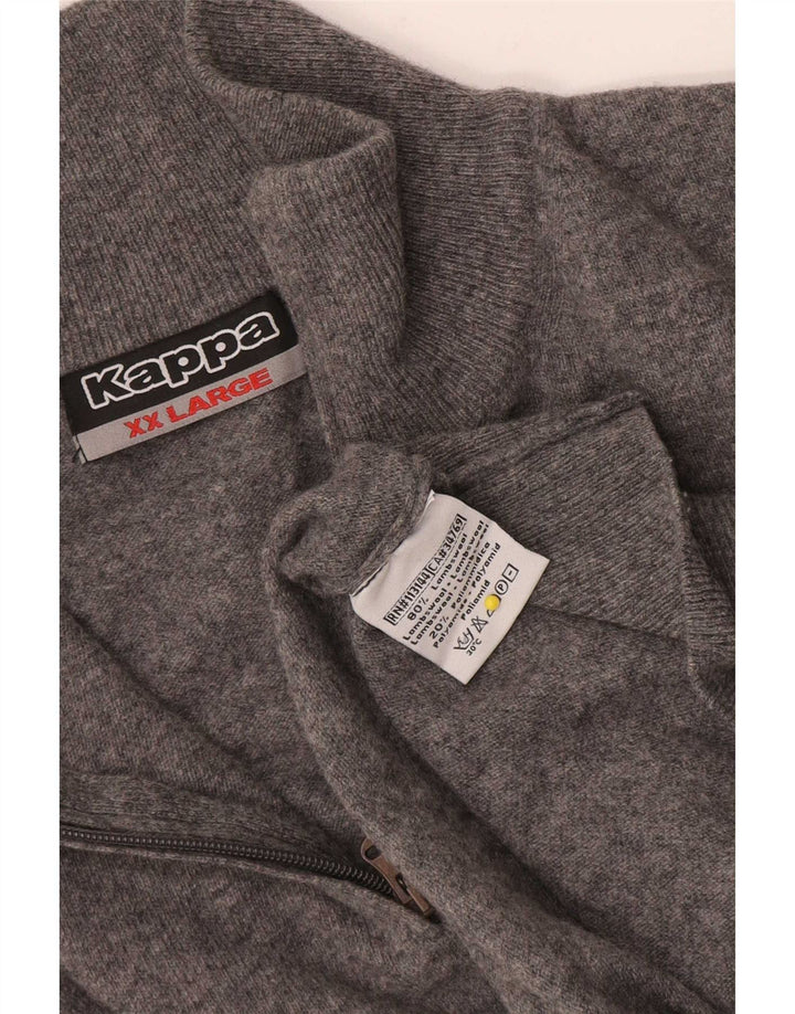 Męski sweter Kappa z zamkiem błyskawicznym 2XL Szara wełna owcza