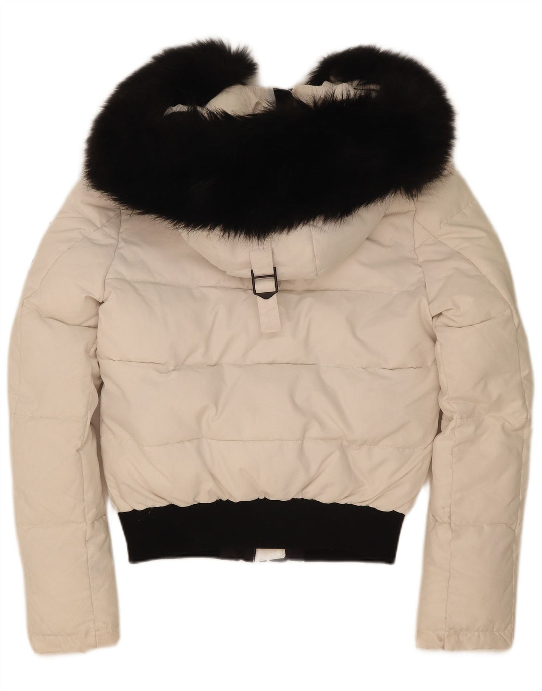 Damska kurtka Superdry z kapturem, oversize, wyściełana UK 8, mała, biała, z blokami kolorów