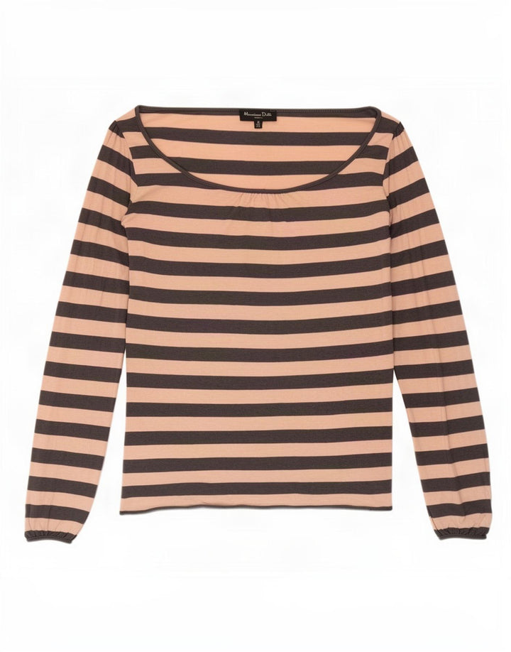 Damski top Massimo Dutti z długim rękawem UK 10 w małe różowe paski, wiskoza