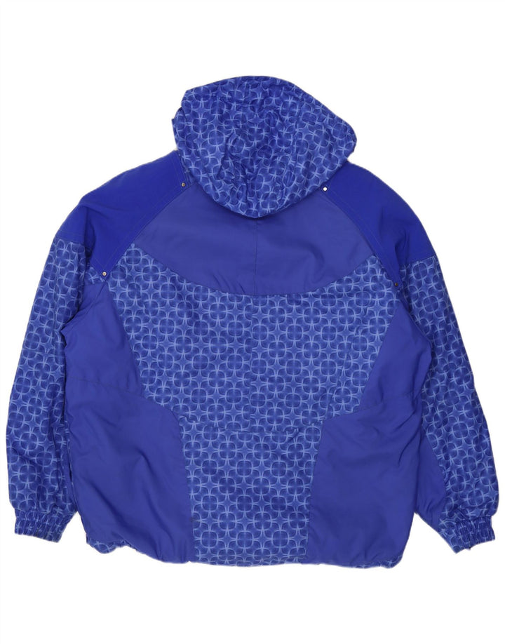 Damska kurtka narciarska Fila z kapturem, oversize US 8, średnio niebieska, geometryczna