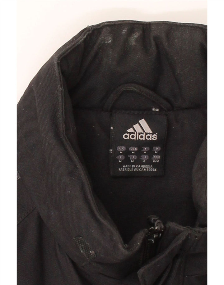 ADIDAS Mens Hooded Windbreaker Jacket UK 38 Medium Black Polyester Vintage Adidas and Second-Hand Adidas from Messina Hembry 