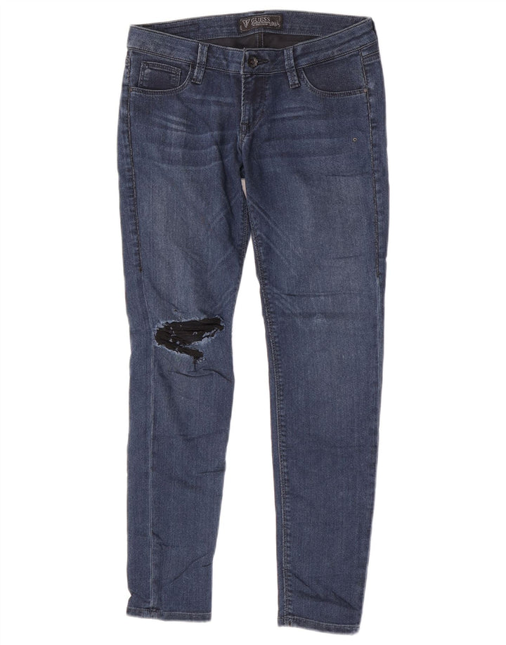 Guess Damskie Beverly Distressed Skinny Jeans W29 L27 Niebieski Poliester