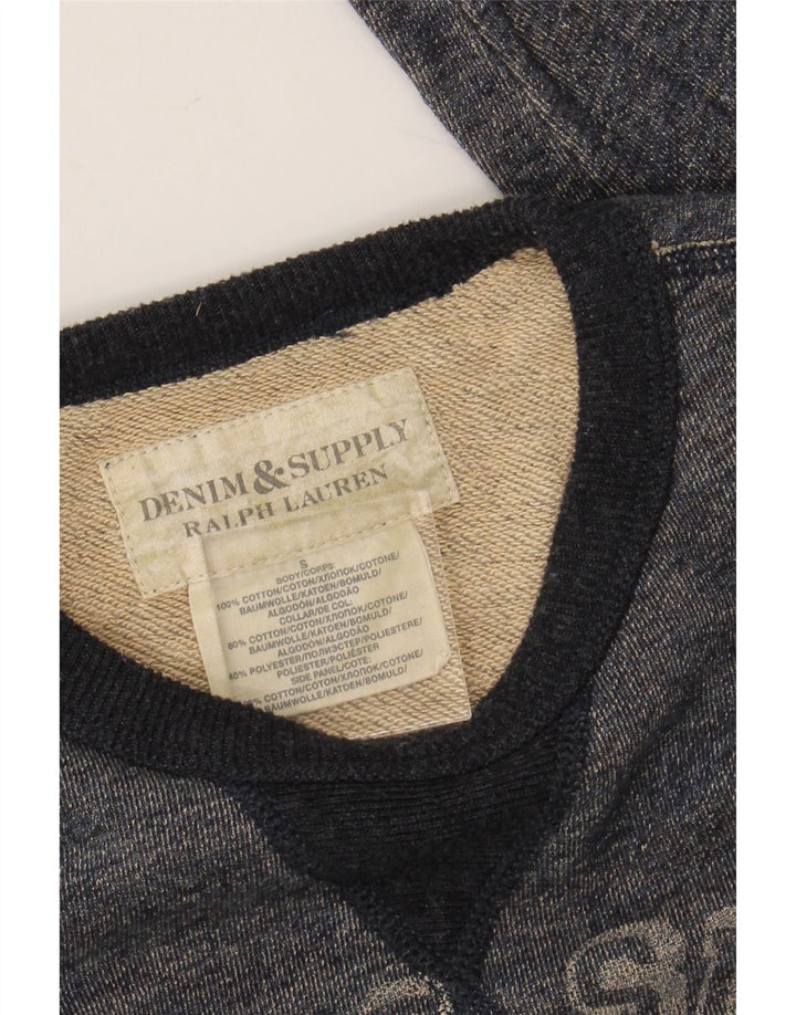 RALPH LAUREN Męski sweter z grafiką, mały, granatowy, bawełniany