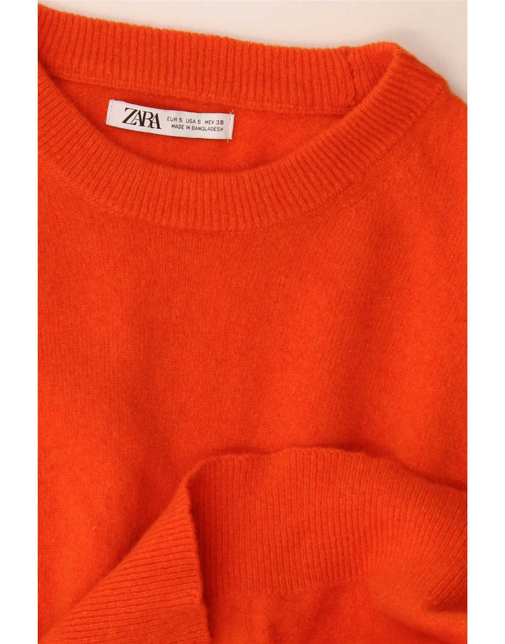 Męski sweter Zara z okrągłym dekoltem, mały pomarańczowy