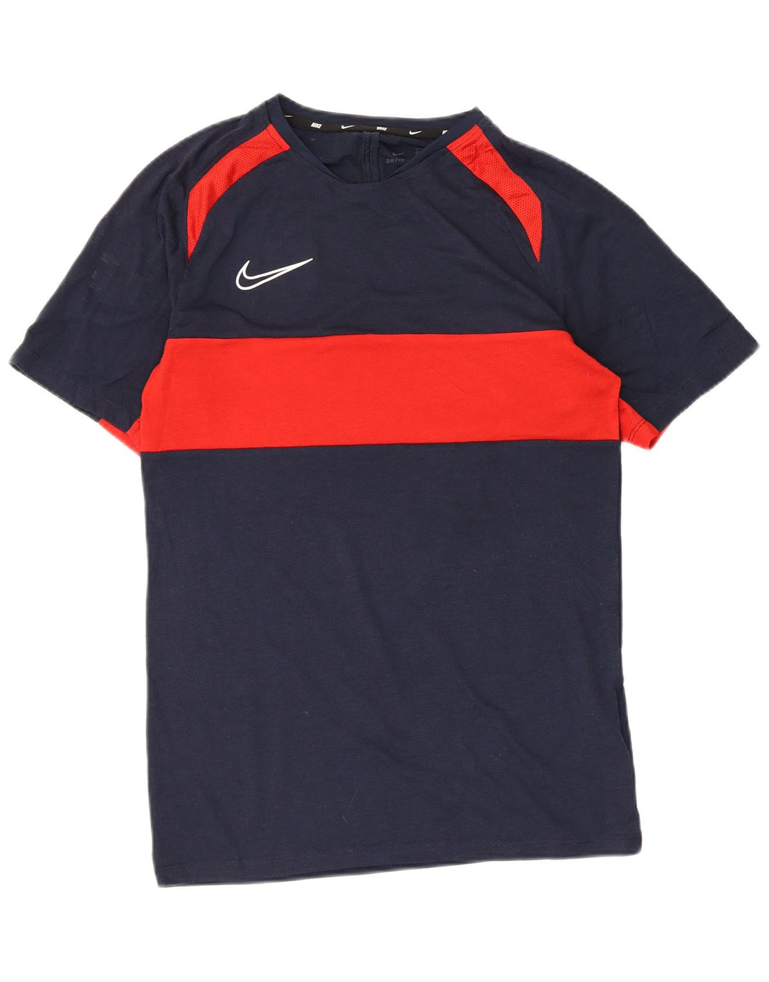 Męski T-shirt Nike Dri Fit, mały, granatowy, poliester z blokami kolorów