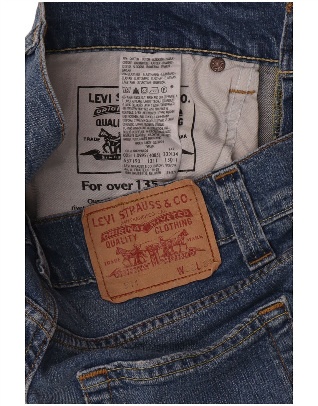 Damskie jeansy Levi's 511 Slim W32 L26 Niebieska bawełna