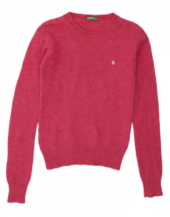 Damski sweter z okrągłym dekoltem Benetton UK 8, mały róż