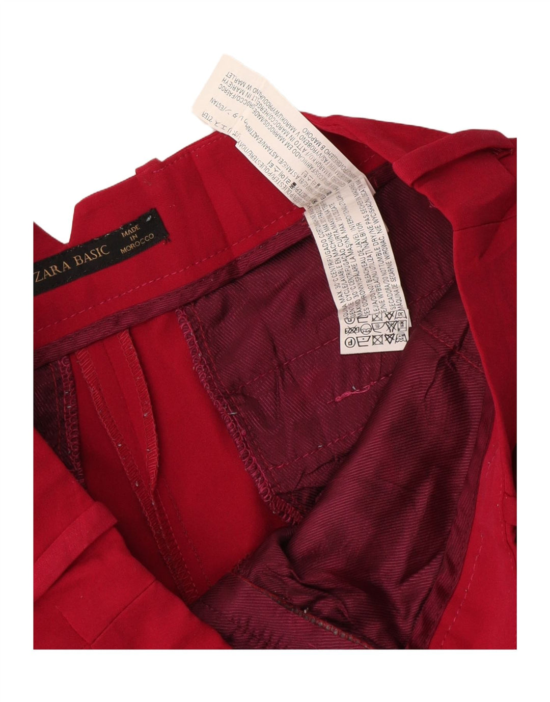 Damskie spodenki chino Zara, małe, W26, czerwone, poliestrowe