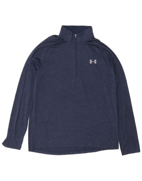 Męski top Under Armour o luźnym kroju, zapinany na zamek i długi rękaw, duży, niebieski