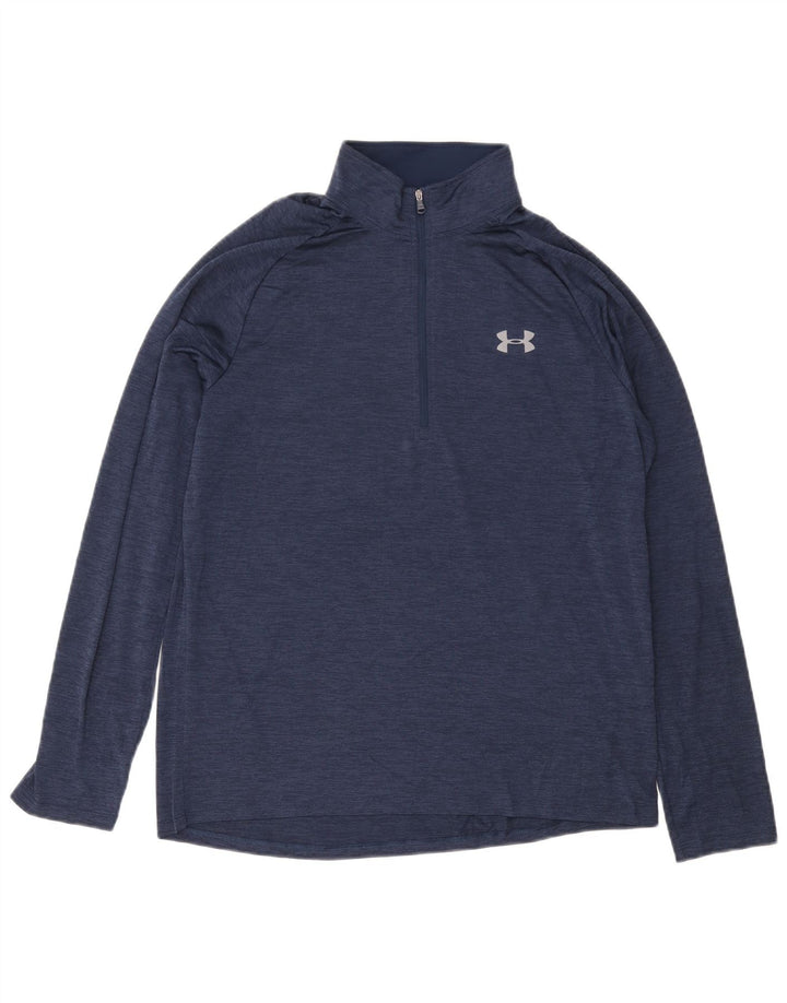 Męski top Under Armour o luźnym kroju, zapinany na zamek i długi rękaw, duży, niebieski