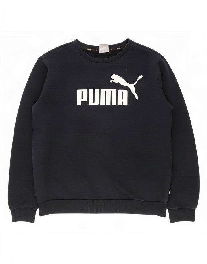 Męska bluza z grafiką Puma, średnia czarna, bawełniana
